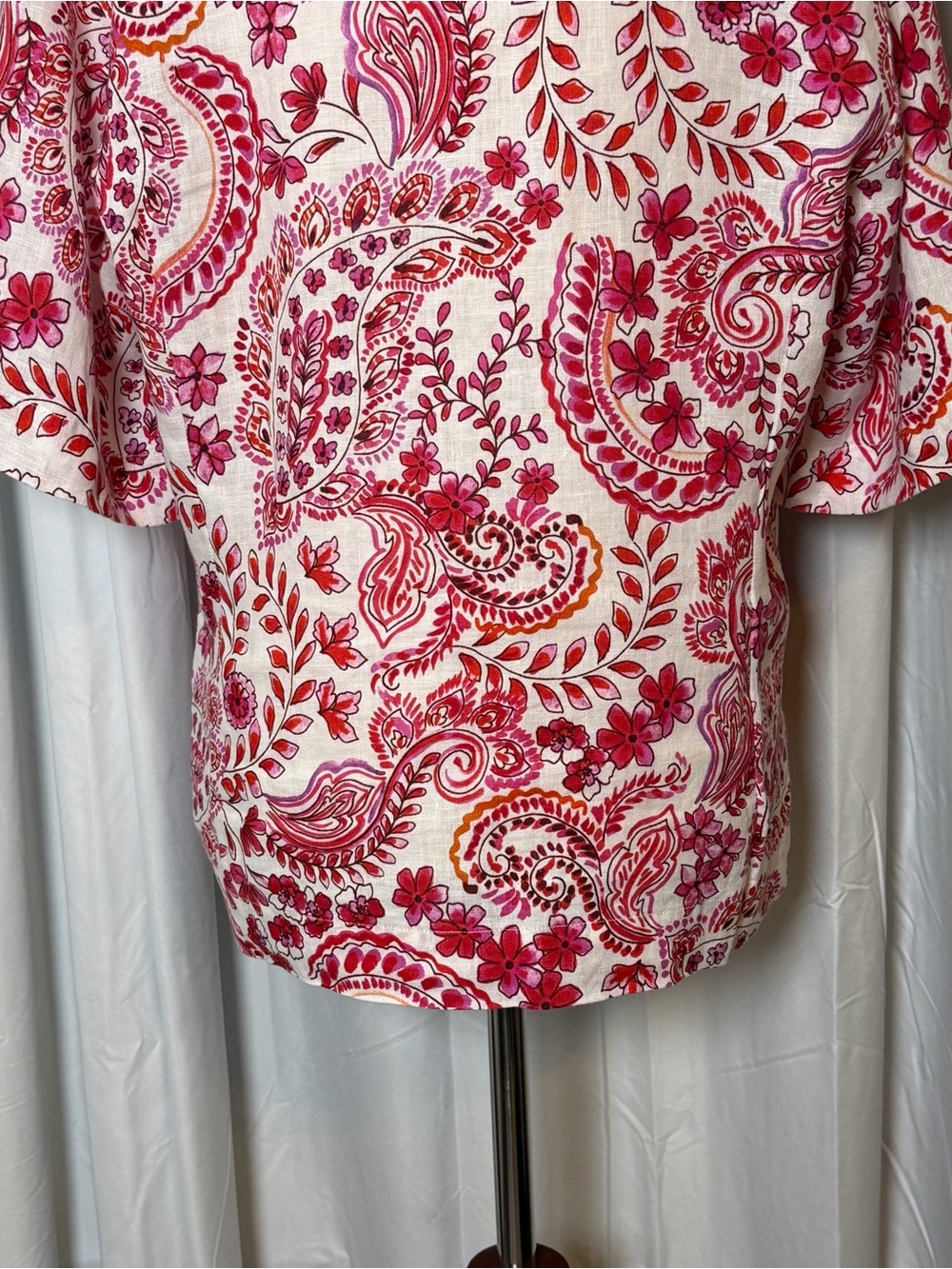 Johnny Was Workshop Lillet Linen Top Red Pink Paisley Medium - Picture 9 of 10